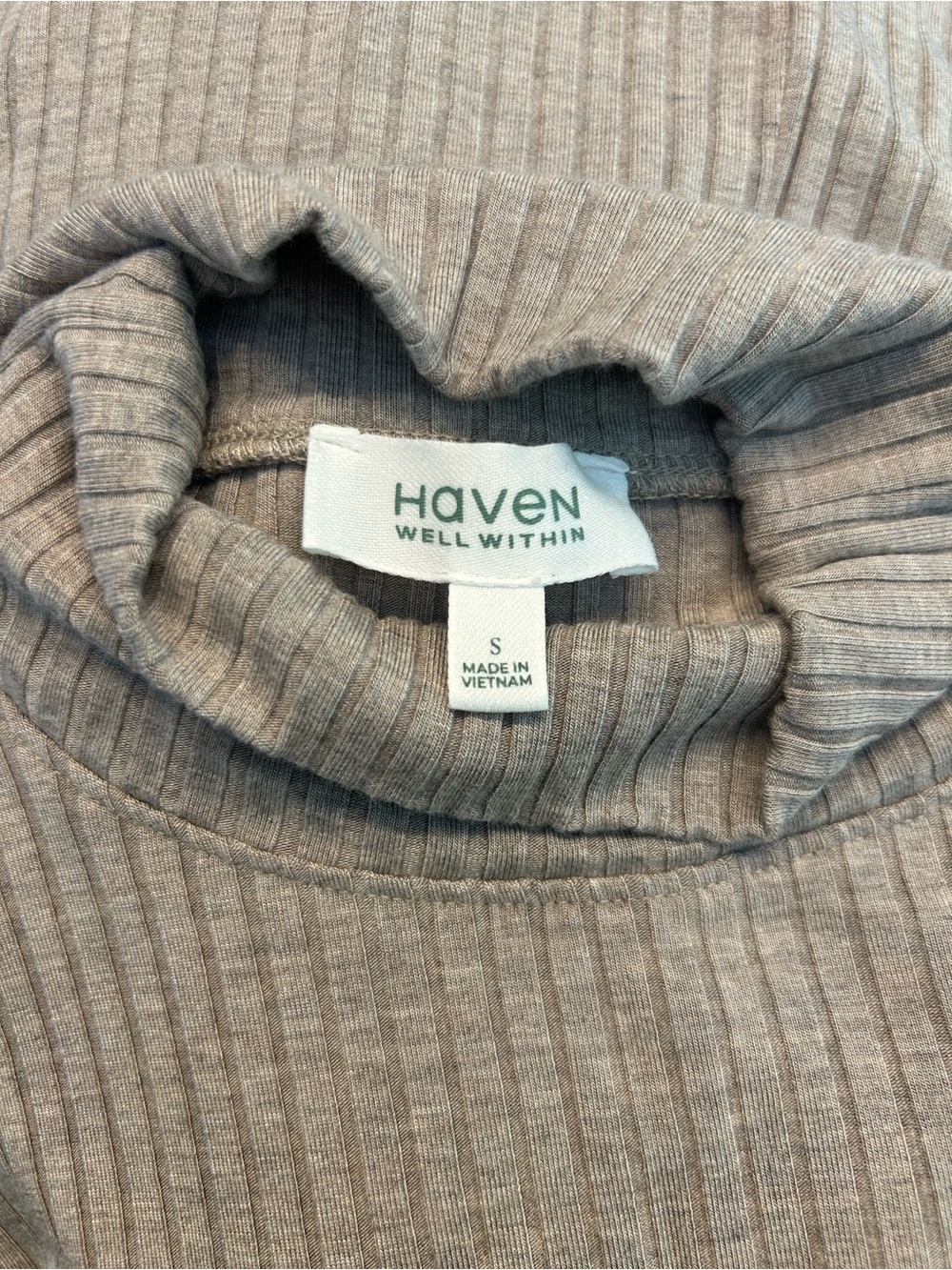 Haven Well Within Women’s Tan Drapey Rib Knit Turtleneck, Size Small - Picture 7 of 9